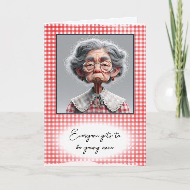 Carte Vieille Dame Humoristique Vieille Anniversaire (Devant)