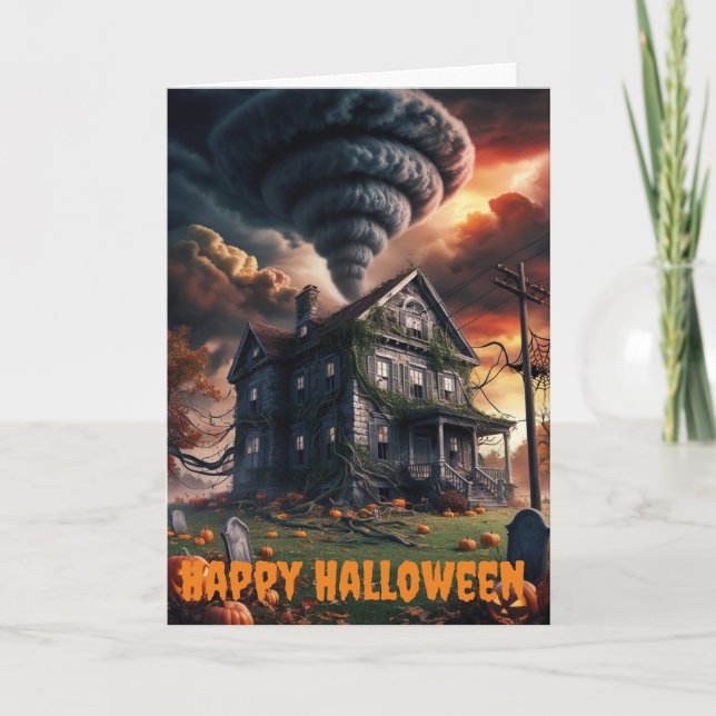 Carte vieille maison à tornado halloween thème (Devant)