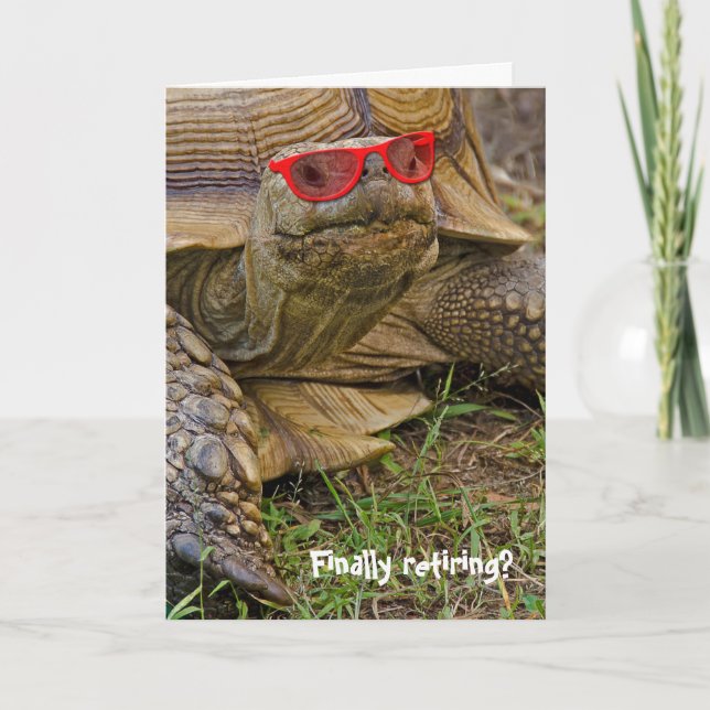 Carte Vieille tortue de retraite en lunettes rouges (Devant)