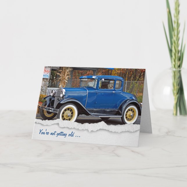 Carte Vieille voiture classique avec chien (Devant)