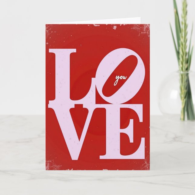 Carte Vieillie 'Love You Rose' (Devant)