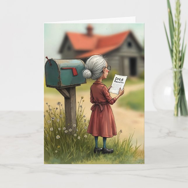 Carte Vielle Dame avec résultats de test ADN Anniversair (Devant)