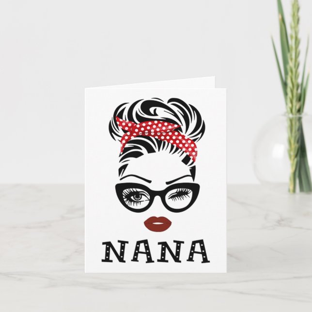 Carte Vielle Dame Face Bow Byndana Gles Wink Eye Fall Fe (Devant)