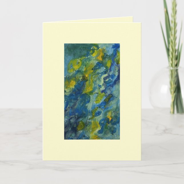 Carte vierge abstraite calme bleu et vert dessinée (Devant)