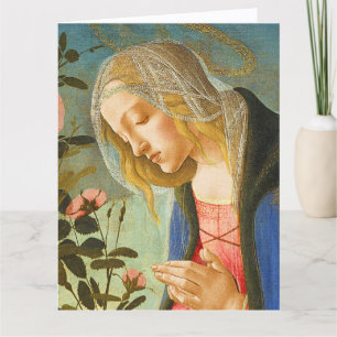 CARTE VIERGE ADORANT L'ENFANT JÉSUS ENDORMI
