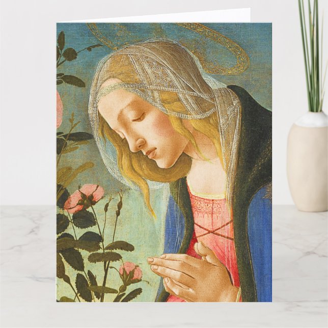 CARTE VIERGE ADORANT L'ENFANT JÉSUS ENDORMI  (Devant)
