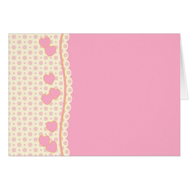 Carte vierge avec Arrière - plan Coeurs rose et bl (Devant Horizontal)