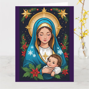 Carte Vierge catholique chrétienne Marie Noël
