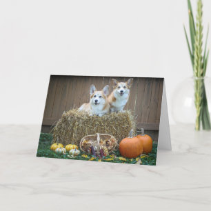 Carte vierge d'automne de corgi