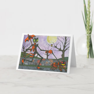 Carte vierge de chat et "de poche de Halloween"