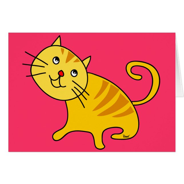 Carte vierge de chat timide (Devant Horizontal)