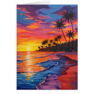 Carte vierge de coucher de soleil tropical