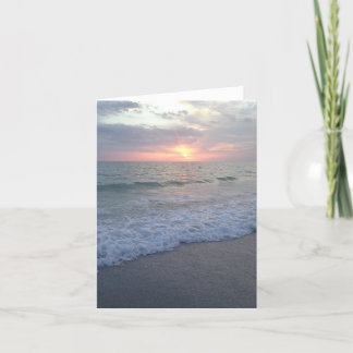 Carte vierge de plage de coucher du soleil de la