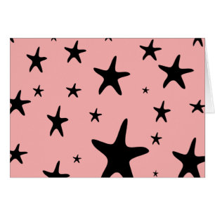 Carte vierge d'étoiles de mer roses