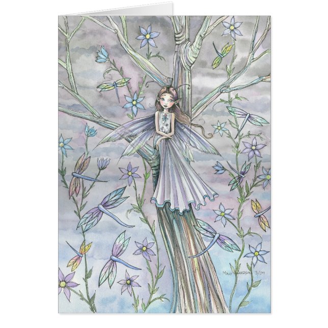 Carte Vierge Fée Adorable avec Libellules (Devant)
