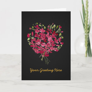 Carte vierge florale à cœur en aquarelle rose roma
