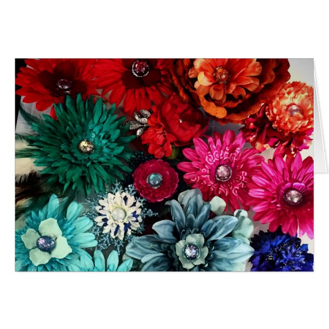 Carte vierge florale de note de Kaleidescope (Devant horizontal)