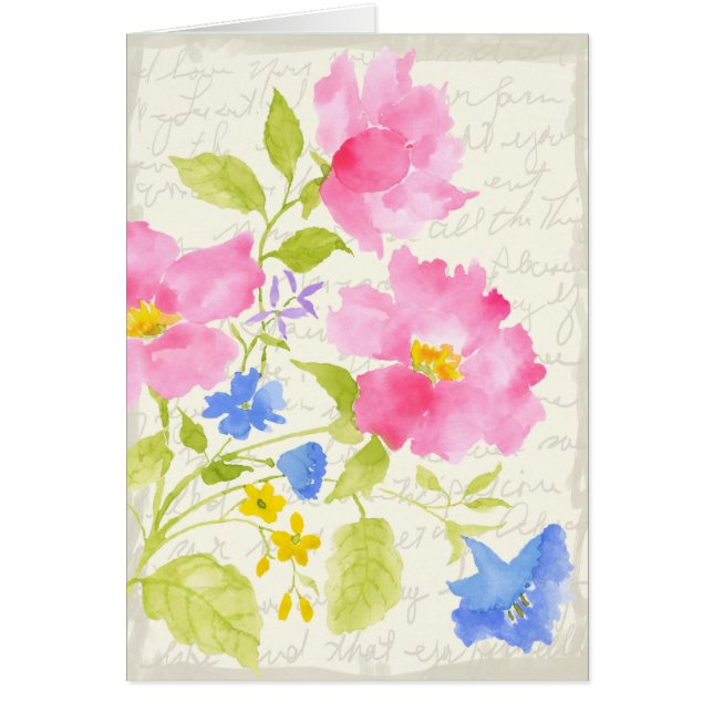 Carte vierge florale rose (Devant)