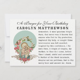 Carte Vierge Marie Bébé Jésus Mémorare catholique Prière