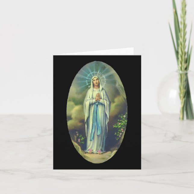 Carte Vierge Marie de Lourdes Notre Dame Cadeau Chrétien (Devant)