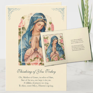 Carte Vierge Marie Fleurale Pensée pour Vous Prière