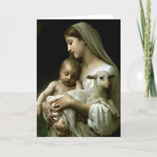 Carte Vierge Marie Jésus Agneau religieux
