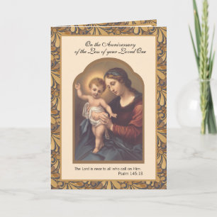 Carte Vierge Marie Jésus Anniversaire de la perte d'un ê