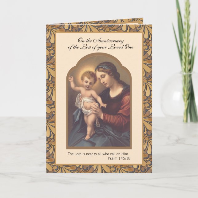 Carte Vierge Marie Jésus Anniversaire de la perte d'un ê (Devant)