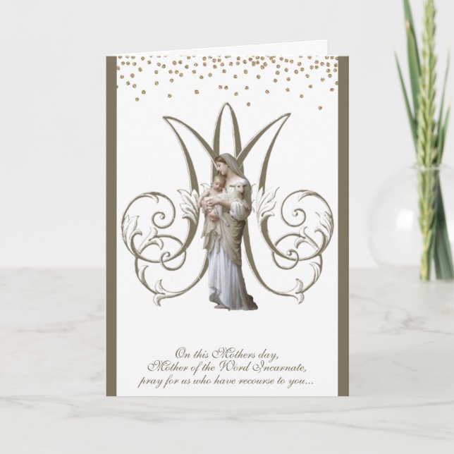 Carte Vierge Marie Jésus Fête des Mères Religieuse (Devant)