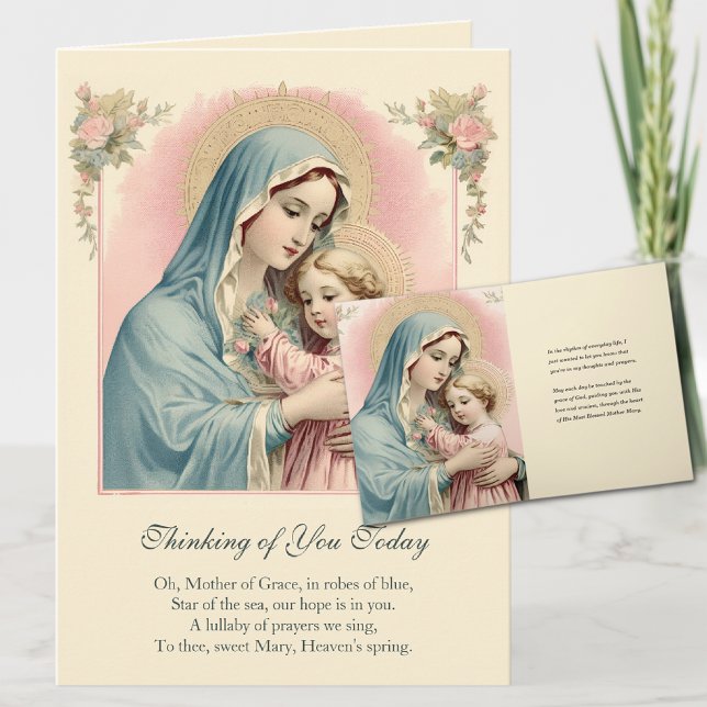 Carte Vierge Marie Jésus Pensée pour Vous Prière (Share the blessings and convey your warm sentiments to your loved ones. )