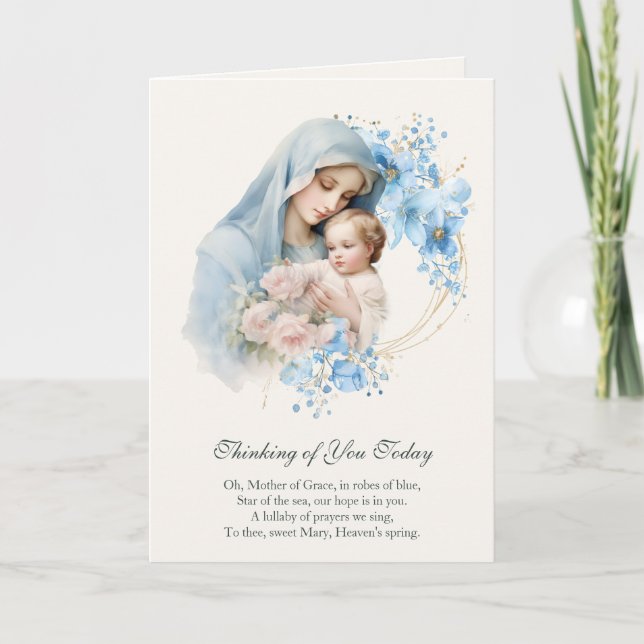 Carte Vierge Marie Jésus Prière de Pensée pour Vous (Devant)