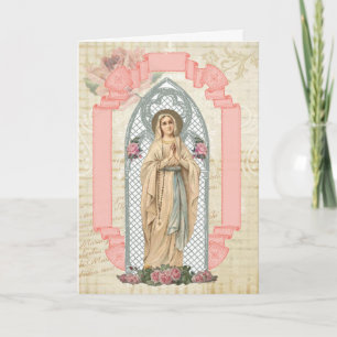 Carte Vierge Marie Lourdes Prière catholique d'anniversa