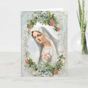 Carte Vierge Marie Notre-Dame de Fatima Floral Religieux
