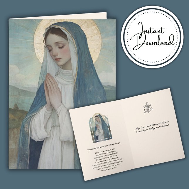 Carte Vierge Marie priant Religieuse Catholique  (Créateur téléchargé)