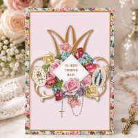 Vierge Marie Roses Religieux Rosaire Floral Cathol