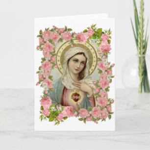 Carte Vierge Marie vintage religieuse catholique