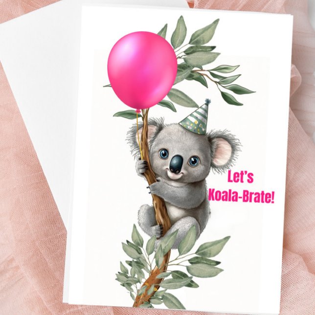Carte vierge mignonne pour une fête avec un koala  (Cute Koala Blank Greeting Card)