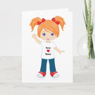 Carte vierge personnalisée Fille aux cheveux roux
