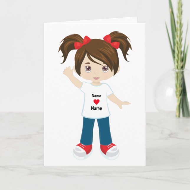 Carte vierge personnalisée Fille brune (Devant)
