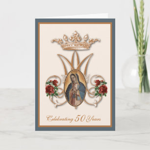 Carte Vierge religieuse Guadalupe Roses rouges Marie