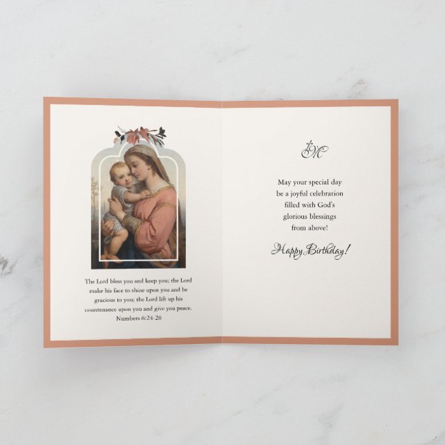 Carte Vierge religieuse Marie Écriture de prière Jésus (Intérieur)