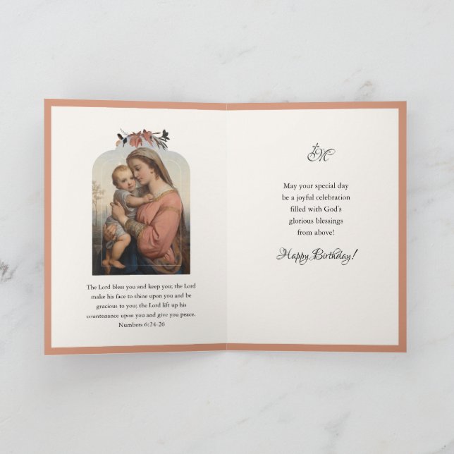 Carte Vierge religieuse Marie Jésus Prière Écriture  (Intérieur)