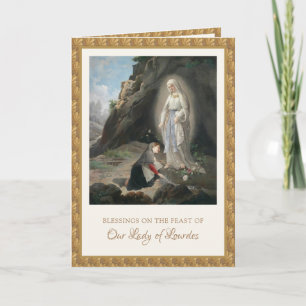 Carte Vierge religieuse Marie Lourdes St. Bernadette 