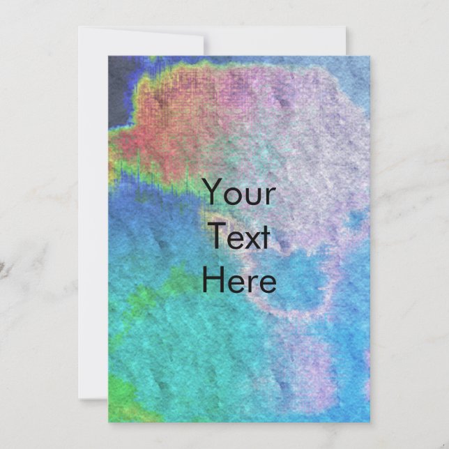 Carte vierge tie-dye aquarelle colorée  (Devant)