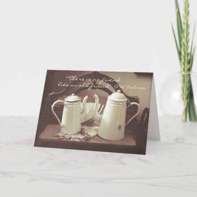 Carte "Vieux Ami" Amitié Café Vintage/Teapots (Devant)