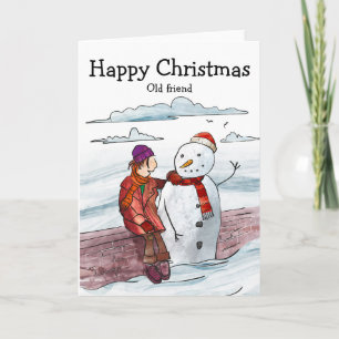 Carte Vieux amis à Noël