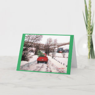 Carte Vieux Camions Rouges de Noël
