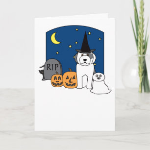 Carte Vieux chien de berger anglais Halloween