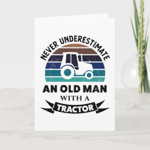 Carte Vieux homme avec Tracteur drôle d'agriculture Dade
