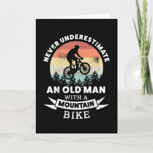 Carte Vieux homme avec un VTT - Cadeau MTB